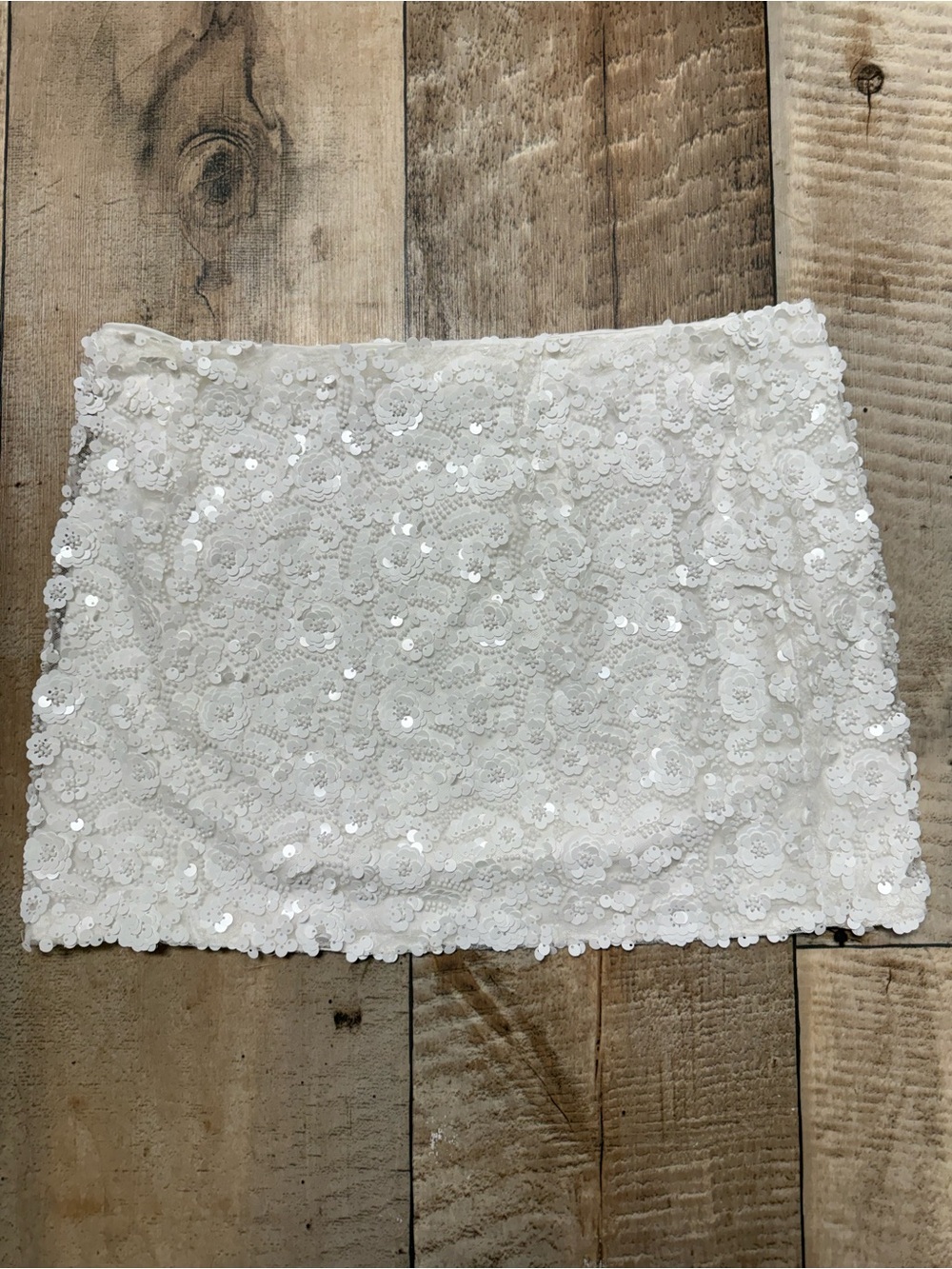 Fashion Nova White Sequin Floral Mini Skirt